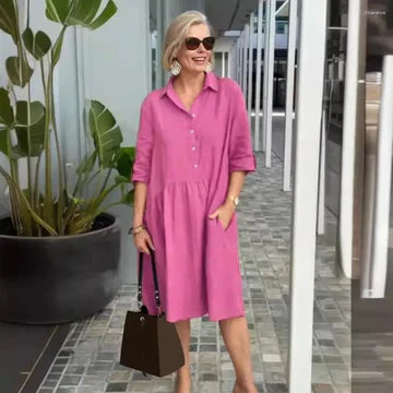 Belinda - Baumwoll-Leinen Freizeitkleid