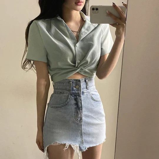 Mila - Geknotetes Crop Top