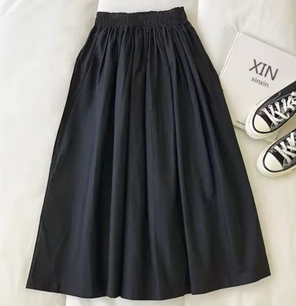 Perse - Weiter Rock mit hoher Taille