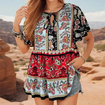 Tamara - Boho-Blumenbluse