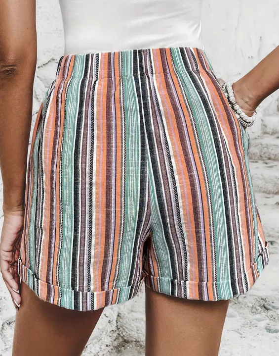 Tabea - Bunt gestreifte Taschenshorts