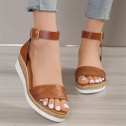 Amalia - Damen Sandalen Mit Schlangenhautmuster
