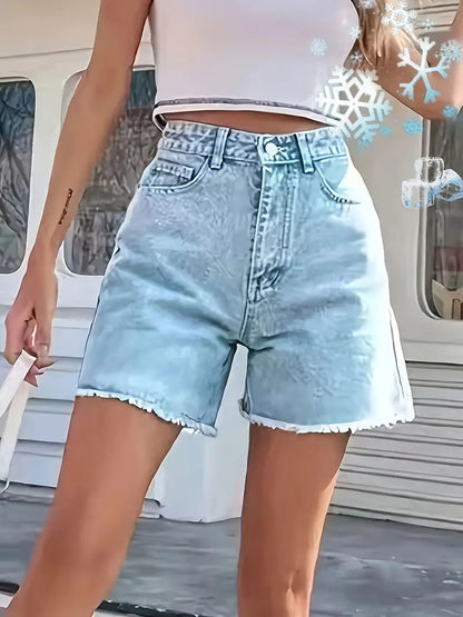 Sibylle - Einfarbige, lässige, locker sitzende Denim-Shorts für Frauen