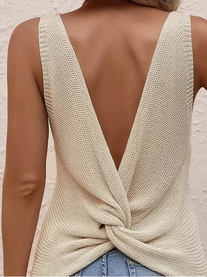 Olesia - Rückenfreies Twist V Neck Tank Top