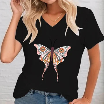 Uta - Bedrucktes Shirt mit V-Ausschnitt