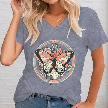 Ulla - Bedrucktes Shirt mit V-Ausschnitt