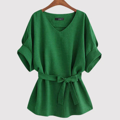 Carina - Kurzärmelige Lockere Bluse