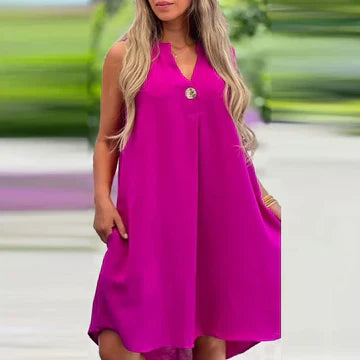 Ilona - Ärmelloses Midikleid mit V-Ausschnitt