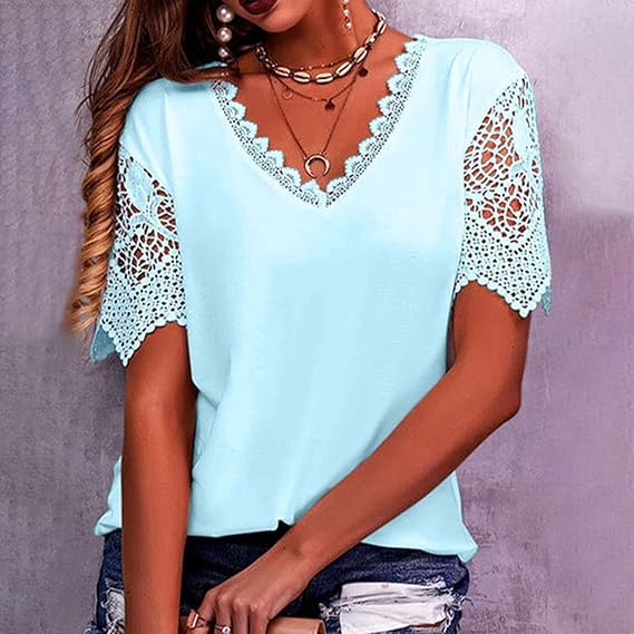 Nurfaiza - Vintage Mode Spitze Trendy Damen T-Shirts