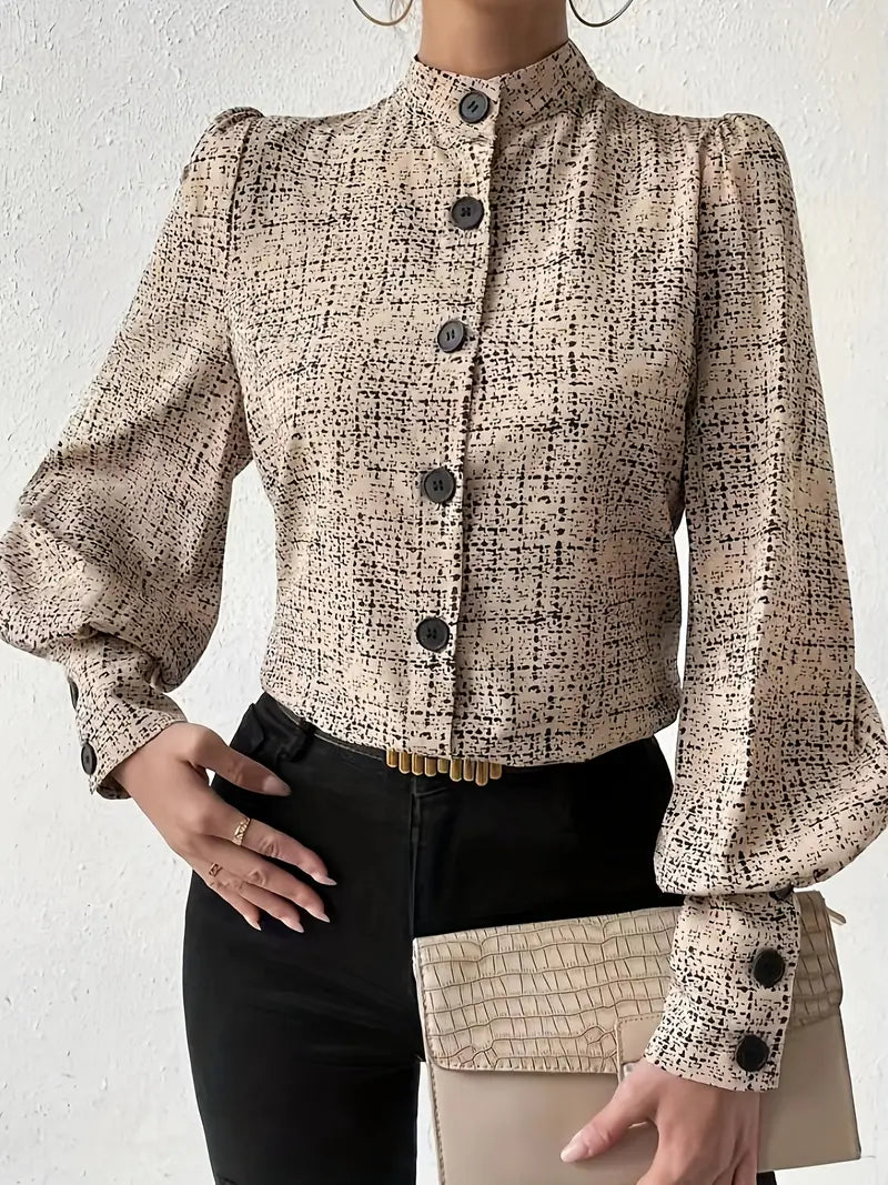 Irish | Bluse mit abstraktem Print und Rüschenbesatz