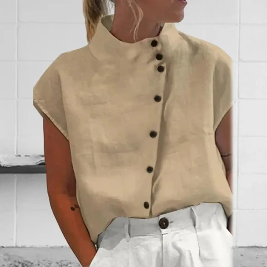 Evelyn - Bluse Mit Diagonalen Knöpfen