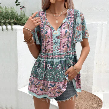 Tamara - Boho-Blumenbluse
