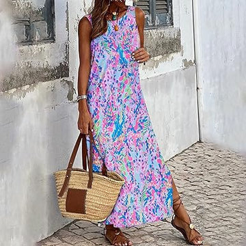 Karola - Bedrucktes Kleid mit Schlitz