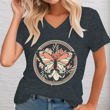 Ulla - Bedrucktes Shirt mit V-Ausschnitt