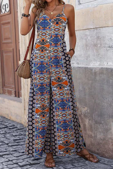 Lisbeth - Ethic Print V-Ausschnitt Cami Jumpsuit