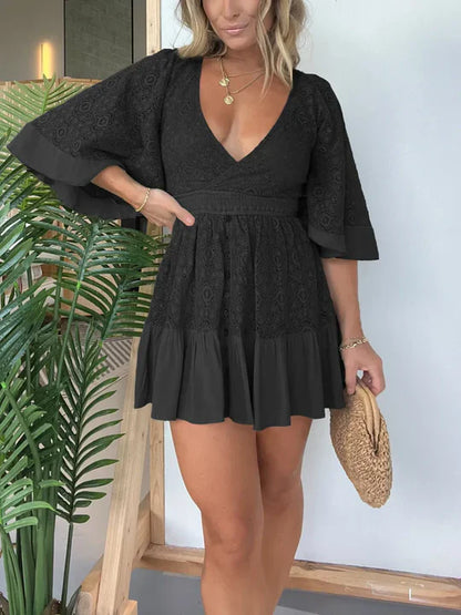Isolde - Damen-Spielkleid Aus Spitze Und Häkelspitze