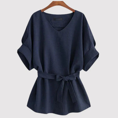 Carina - Kurzärmelige Lockere Bluse