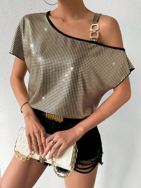 Sandra - Asymmetrisches Damen-Oberteil Mit Kragen