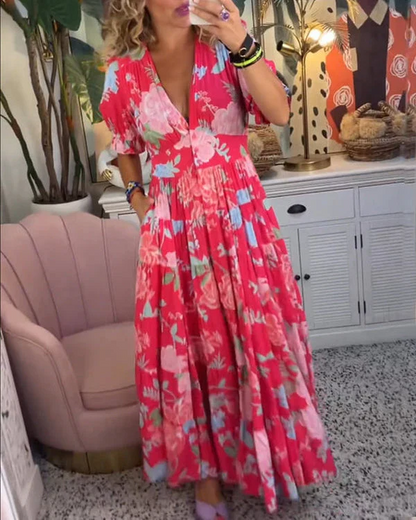Anna - Elegante Lange Jurk Met V-Hals