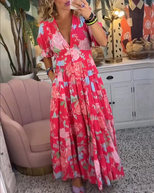 Anna - Elegante Lange Jurk Met V-Hals