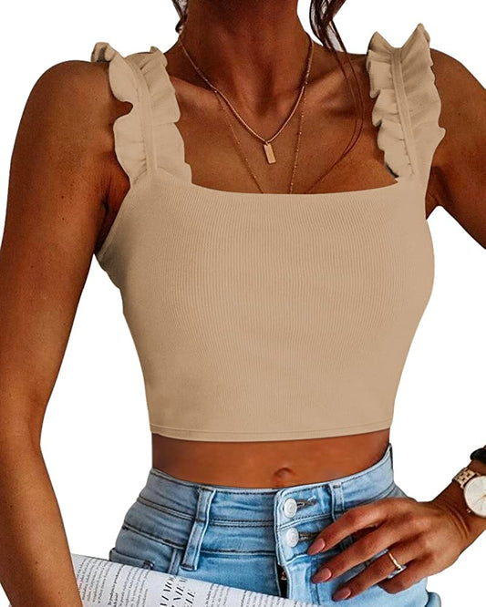 Lestlie - Tanktops Frauen Quadratischer Kragen Einfarbig