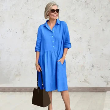 Belinda - Baumwoll-Leinen Freizeitkleid