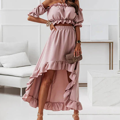 Birgitta - Elegantes Rüschenkleid-Set