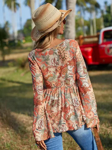 Kaleigh - Oberteil mit V-Ausschnitt und Blumenmuster