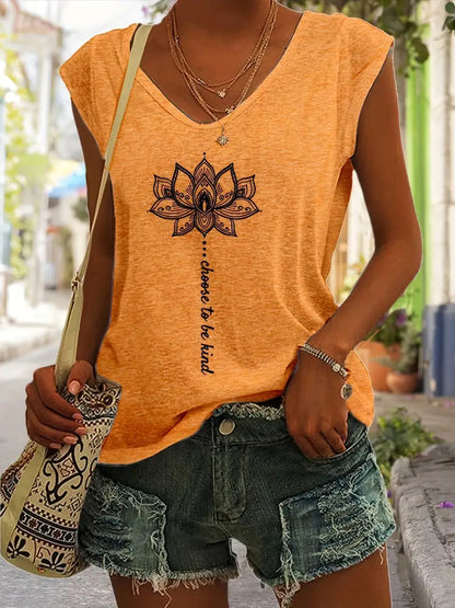 Naila - Lotusdruck V-Ausschnitt Tank-Top