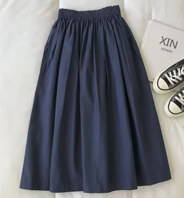 Perse - Weiter Rock mit hoher Taille