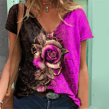 Ulrikehildlind - Damen-Shirt mit V-Ausschnitt