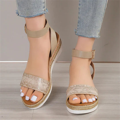Amalia - Damen Sandalen Mit Schlangenhautmuster