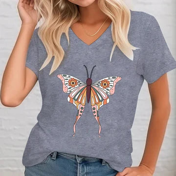 Uta - Bedrucktes Shirt mit V-Ausschnitt