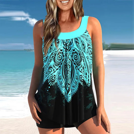 Naisha - Sexy schlankes bedrucktes Camisole Bikini und Top Set