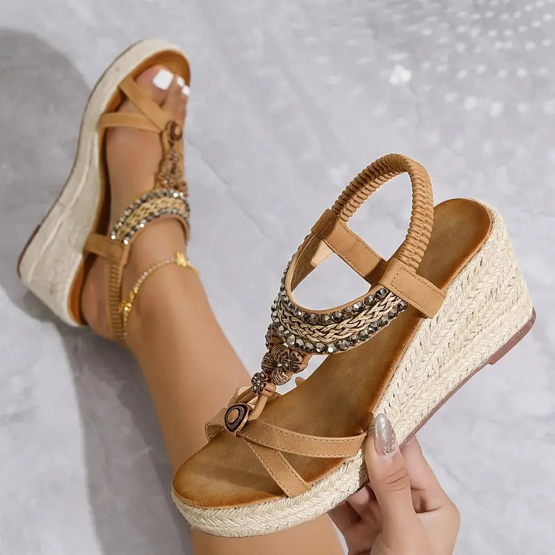 Lucian - Strassverzierte Keilabsatzsandalen für Frauen