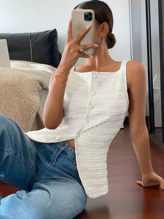 Miriam | Elegante ärmellose Bluse mit quadratischem Kragen