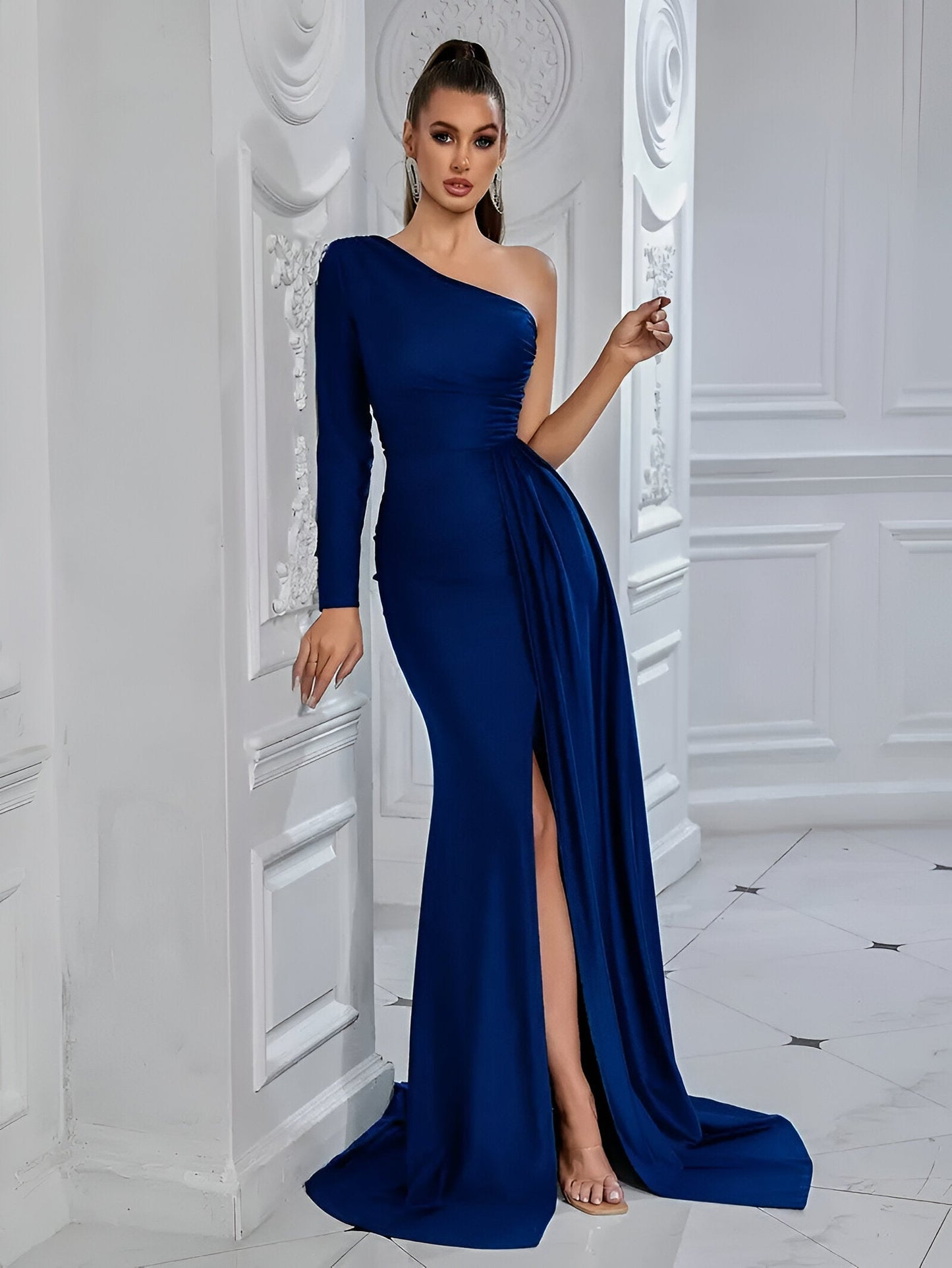Esmeralda | Elegantes Drapiertes Seidenabendkleid