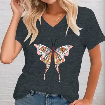 Uta - Bedrucktes Shirt mit V-Ausschnitt