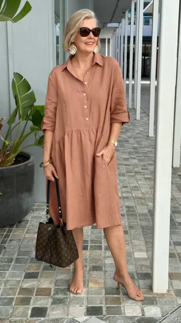 Belinda - Baumwoll-Leinen Freizeitkleid