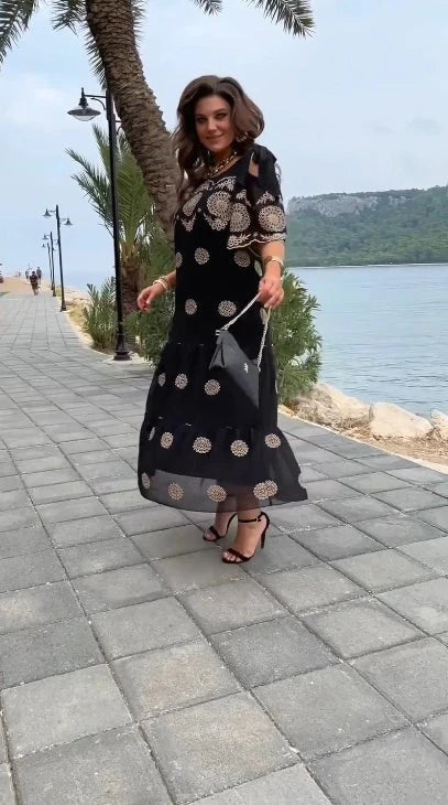 Iduna - Elegantes bedrucktes Kleid