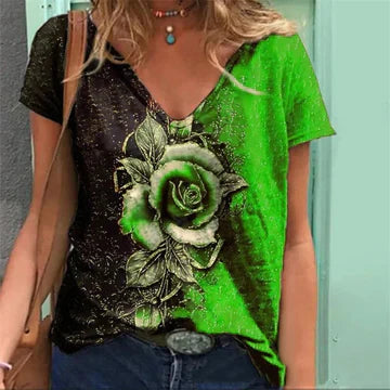 Ulrikehildlind - Damen-Shirt mit V-Ausschnitt