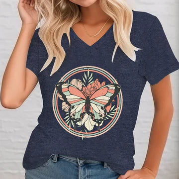 Ulla - Bedrucktes Shirt mit V-Ausschnitt