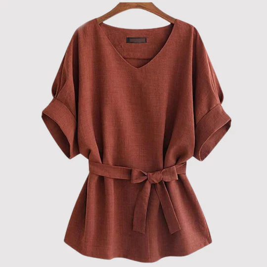 Carina - Kurzärmelige Lockere Bluse