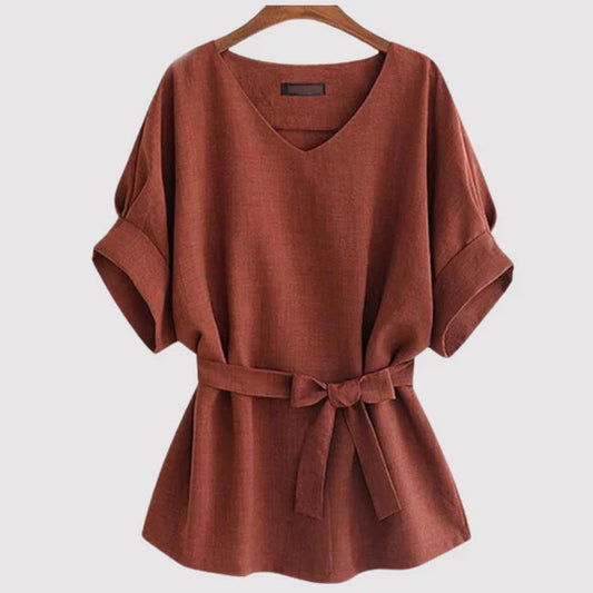 Carina - Kurzärmelige Lockere Bluse