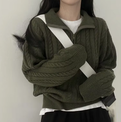 Caelie - Vintage Half Zipper Damen Pullover