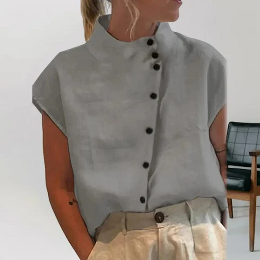 Evelyn - Bluse Mit Diagonalen Knöpfen
