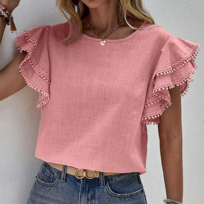 Sofia - Solide Farbe Casual Slim Blusen für Damen