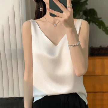 Zeynep - Ärmelloses Satin-Seiden-Top