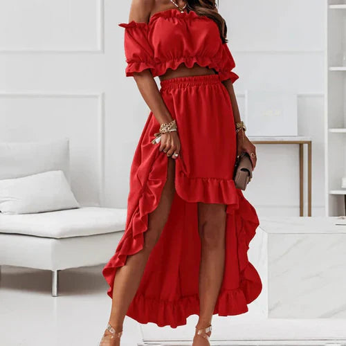 Birgitta - Elegantes Rüschenkleid-Set