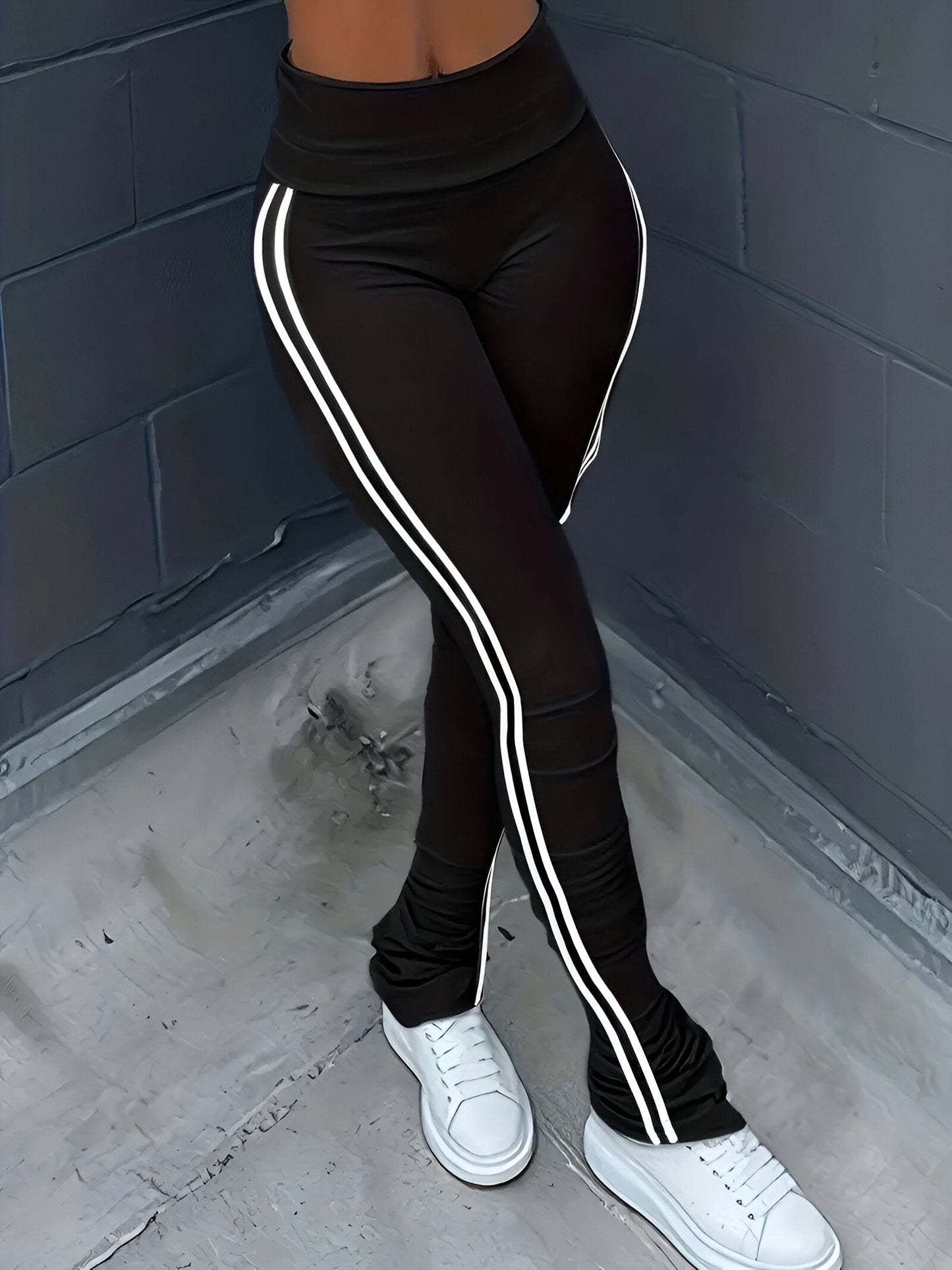 Delfine | Gestreifte Skinny High-Waisted Leggings für mühelosen Alltagsstil